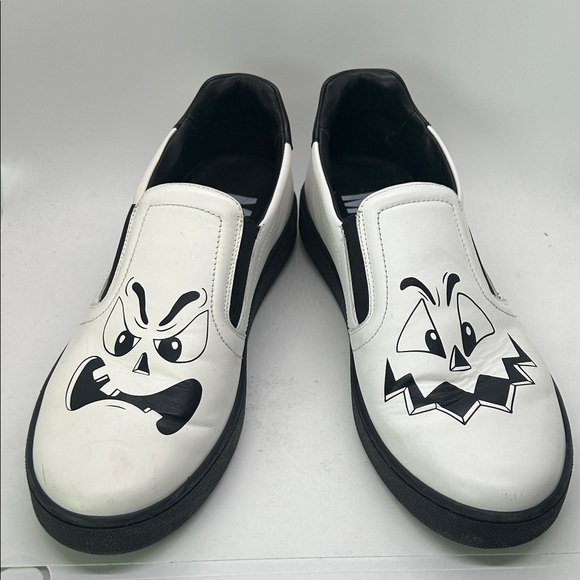 Moschino White/Black Graphic Low Top Slip-On Loafers Shoes **Size 42/US 9** - Picture 4 of 9